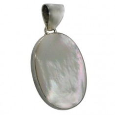 Oval Mother of Pearl Pendant, Sterling Silver